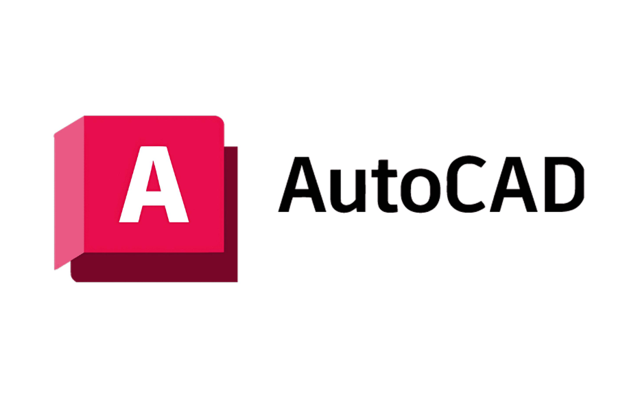 AutoCAD logo: pink 3D block with white A and the word AutoCAD next to it