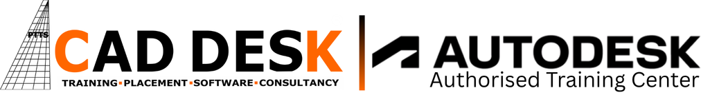 CAD DESK K logo with orange K and the nearby Autodesk Authorized Training Center logo, plus the tagline 'Training · Placement · Software · Consultancy'