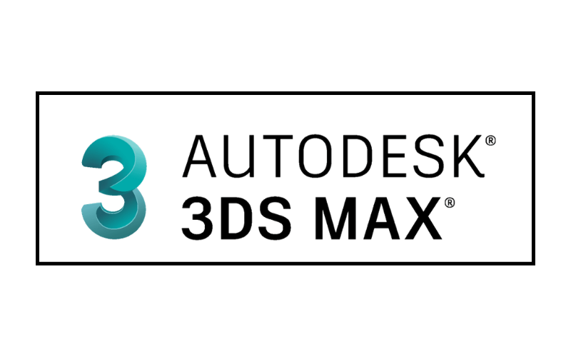 Autodesk 3ds Max logo with teal '3' icon on the left, framed by a black rectangle.