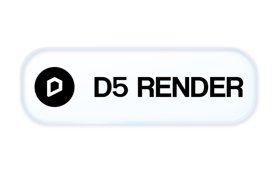 D5 RENDER logo badge: black circular emblem left of bold 'D5 RENDER' text on a pale blue rounded pill background.