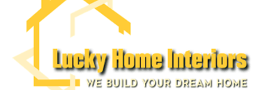 Lucky Home Interiors logo with a yellow house outline and the slogan 'We Build Your Dream Home'.