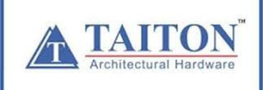 TAITON Architectural Hardware logo featuring a blue triangular emblem with a T and the TAITON wordmark.